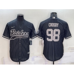 Men Las Vegas Raiders 98 Maxx Crosby Black With Patch Cool Base Stitched Baseball Jersey