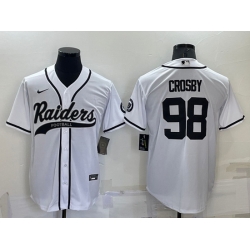 Men Las Vegas Raiders 98 Maxx Crosby White Cool Base Stitched Baseball Jersey