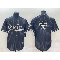 Men Las Vegas Raiders Black Team Big Logo With Patch Cool Base Stitched Baseball Jersey