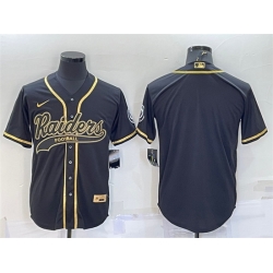 Men Las Vegas Raiders Blank Black Gold With Patch Cool Base Stitched Baseball Jersey