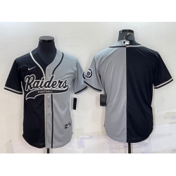 Men Las Vegas Raiders Blank Black Grey Split With Patch Cool Base Stitched Baseball Jersey