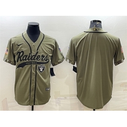 Men Las Vegas Raiders Blank Olive Salute To Service Cool Base Stitched Baseball Jersey
