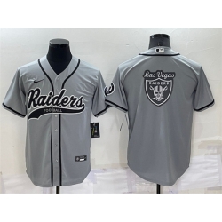 Men Las Vegas Raiders Grey Team Big Logo With Patch Cool Base Stitched Baseb