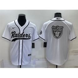 Men Las Vegas Raiders White Team Big Logo With Patch Cool Base Stitched Baseball Jersey