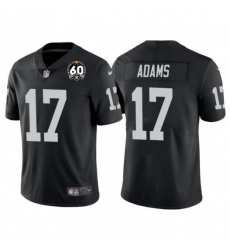 Men's Las Vegas Raiders #17 Davante Adams Black With 60th Anniversary Patch Vapor Limited Stitched Jersey