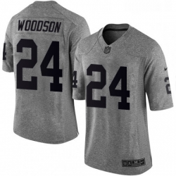 Mens Nike Oakland Raiders 24 Charles Woodson Limited Gray Gridiron NFL Jersey