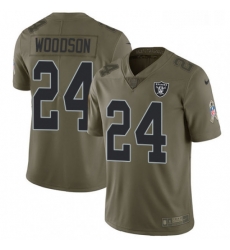 Mens Nike Oakland Raiders 24 Charles Woodson Limited Olive 2017 Salute to Service NFL Jersey