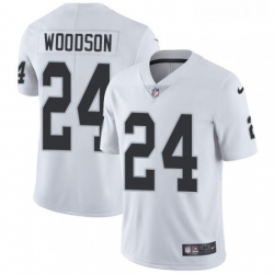 Mens Nike Oakland Raiders 24 Charles Woodson White Vapor Untouchable Limited Player NFL Jersey