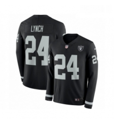 Mens Nike Oakland Raiders 24 Marshawn Lynch Limited Black Therma Long Sleeve NFL Jersey