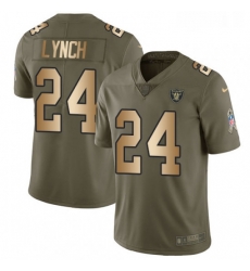 Mens Nike Oakland Raiders 24 Marshawn Lynch Limited OliveGold 2017 Salute to Service NFL Jersey