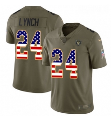 Mens Nike Oakland Raiders 24 Marshawn Lynch Limited OliveUSA Flag 2017 Salute to Service NFL Jersey