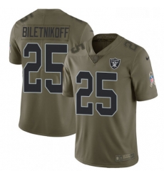 Mens Nike Oakland Raiders 25 Fred Biletnikoff Limited Olive 2017 Salute to Service NFL Jersey