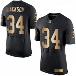 Mens Nike Oakland Raiders 34 Bo Jackson Elite BlackGold Team Color NFL Jersey