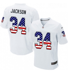 Mens Nike Oakland Raiders 34 Bo Jackson Elite White Road USA Flag Fashion NFL Jersey