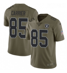 Mens Nike Oakland Raiders 85 Derek Carrier Limited Olive 2017 Salute to Service NFL Jersey