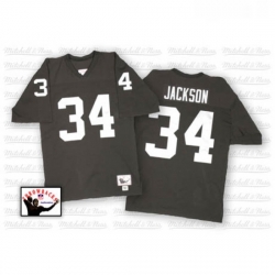 Mitchell and Ness Oakland Raiders 34 Bo Jackson Black Team Color Authentic NFL Throwback Jersey
