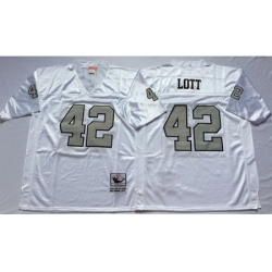Mitchell&Ness Raiders 42 Ronnie Lott White Silver No Throwback Stitched NFL Jersey