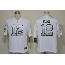 Nike Oakland Raiders 12 Jacoby Ford White Game Silver number NFL Jersey