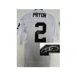 Nike Oakland Raiders 2 Terrelle Pryor White Elite Signed NFL Jersey