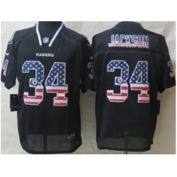 Nike Oakland Raiders 34 Bo.Jackson Black Elite USA Flag Fashion NFL Jersey
