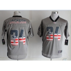 Nike Oakland Raiders 34 Bo.Jackson Grey Elite USA Flag Fashion Shadow NFL Jersey