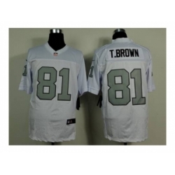 Nike Oakland Raiders 81 Tim Brown white Elite number silver NFL Jersey