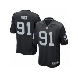 Nike Oakland Raiders 91 Justin Tuck Black Game NFL Jersey