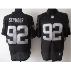 Nike Oakland Raiders 92 Richard Seymour Black Elite Logo Sleeves NFL Jersey