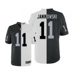 Nike Raiders #11 Sebastian Janikowski White Black Mens Stitched NFL Elite Split Jersey