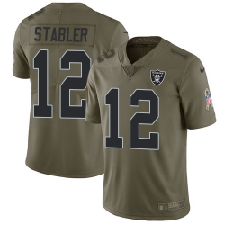 Nike Raiders #12 Kenny Stabler Olive Mens Stitched NFL Limited 2017 Salute To Service Jersey