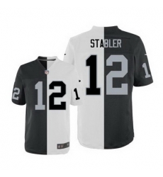 Nike Raiders #12 Kenny Stabler White Black Mens Stitched NFL Elite Split Jersey