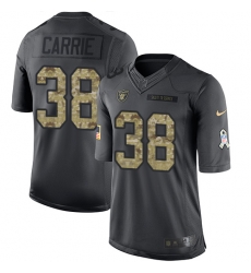 Nike Raiders #38 T J Carrie Black Mens Stitched NFL Limited 2016 Salute To Service Jersey