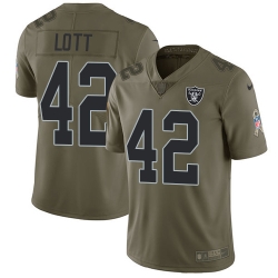 Nike Raiders #42 Ronnie Lott Olive Mens Stitched NFL Limited 2017 Salute To Service Jersey