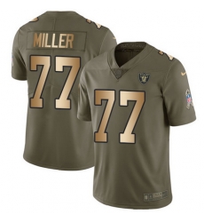 Nike Raiders #77 Kolton Miller Olive Gold Mens Stitched NFL Limited 2017 Salute To Service Jersey