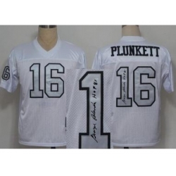 Oakland Raiders 16 Jim Plunkett White Silver Number Throwback M&N Signed NFL Jerseys