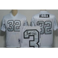 Oakland Raiders 32 Marcus Allen White Silver Number Throwback M&N Signed NFL Jerseys