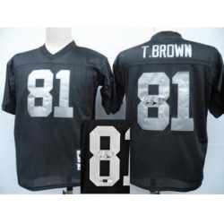 Oakland Raiders 81 T.Brown Black Throwback M&N Signed NFL Jerseys