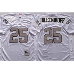 Oakland Raiders White #25 BILETNIKOFF White Stitched NFL Throwback Jersey