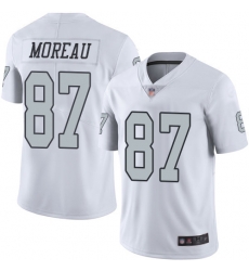 Raiders 87 Foster Moreau White Men Stitched Football Limited Rush Jersey