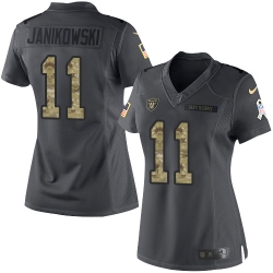 Nike Raiders #11 Sebastian Janikowski Black Womens Stitched NFL Limited 2016 Salute to Service Jersey