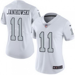 Nike Raiders #11 Sebastian Janikowski White Womens Stitched NFL Limited Rush Jersey