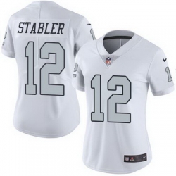Nike Raiders #12 Kenny Stabler White Womens Stitched NFL Limited Rush Jersey