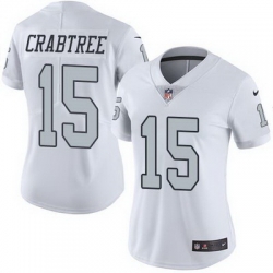 Nike Raiders #15 Michael Crabtree White Womens Stitched NFL Limited Rush Jersey