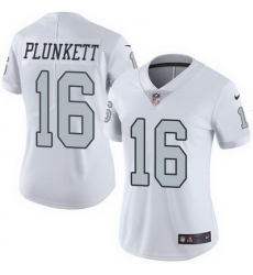 Nike Raiders #16 Jim Plunkett White Womens Stitched NFL Limited Rush Jersey