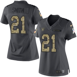 Nike Raiders #21 Sean Smith Black Womens Stitched NFL Limited 2016 Salute to Service Jersey