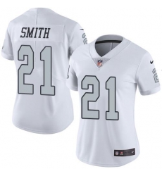 Nike Raiders #21 Sean Smith White Womens Stitched NFL Limited Rush Jersey
