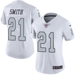 Nike Raiders #21 Sean Smith White Womens Stitched NFL Limited Rush Jersey