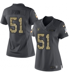 Nike Raiders #51 Bruce Irvin Black Womens Stitched NFL Limited 2016 Salute to Service Jersey