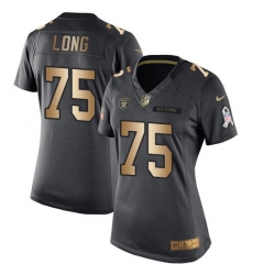 Nike Raiders #75 Howie Long Black Womens Stitched NFL Limited Gold Salute to Service Jersey