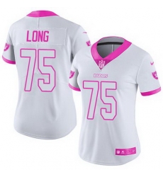 Nike Raiders #75 Howie Long White Pink Womens Stitched NFL Limited Rush Fashion Jersey